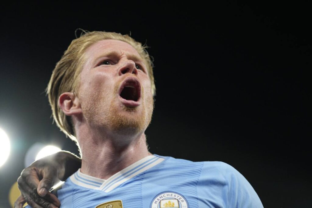 De Bruyne esulta dopo un gol