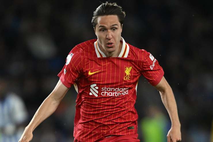 Federico Chiesa in azione con il Liverpool