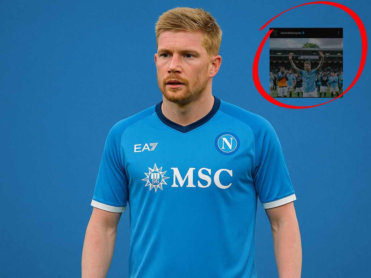 Kevin De Bruyne con la maglia del Napoli, immagine creata con IA 