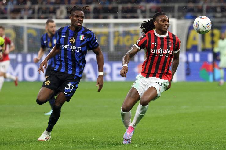 Rafael Leao in azione nel Derby
