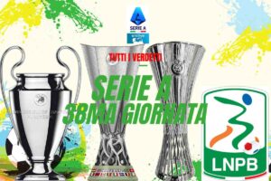 Serie A, i trofei di Champions, Europa e Conference League e logo Serie B