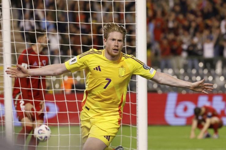 De Bruyne esulta con il Belgio