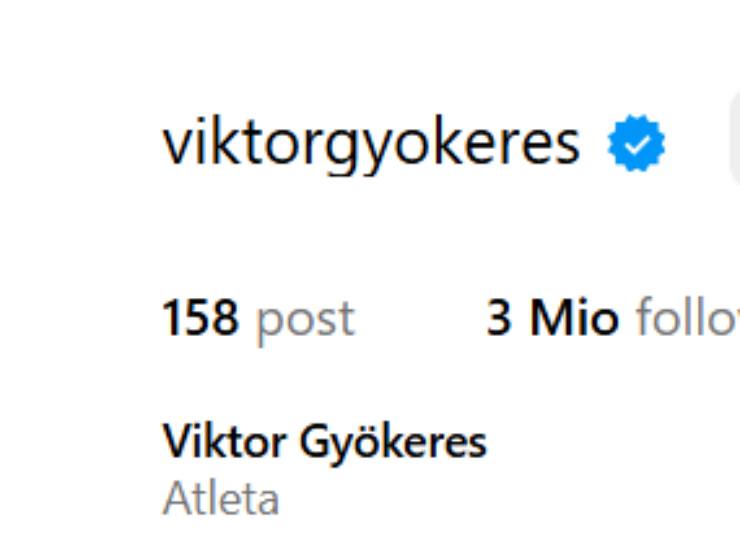 la bio su Instagram di Gyokeres 