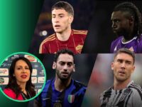 Giocatori Serie A e in basso a sinistra Eleonora Trotta Direttore di Calciomercato.it