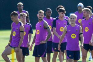 Il Barcellona in allenamento