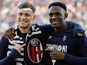 Beukema e Lucumi festeggiano la vittoria della Coppa Italia