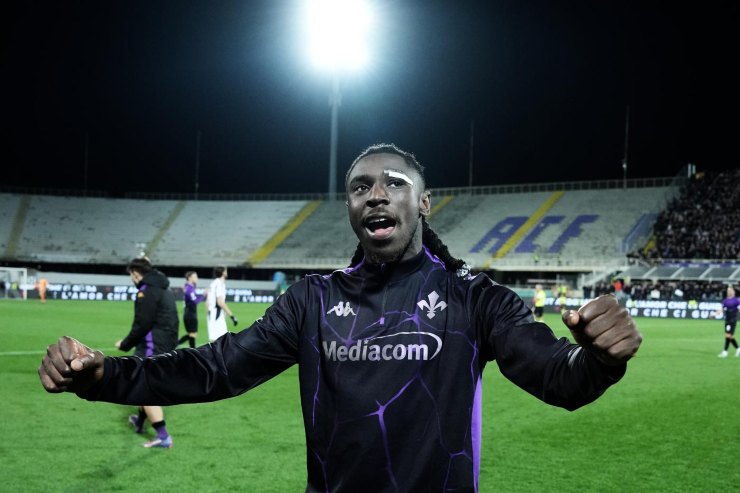 Moise Kean esulta nel post partita 