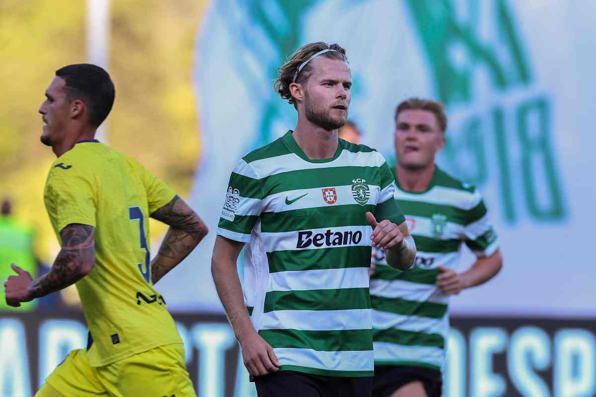 Morten Hjulmand con la maglia dello Sporting