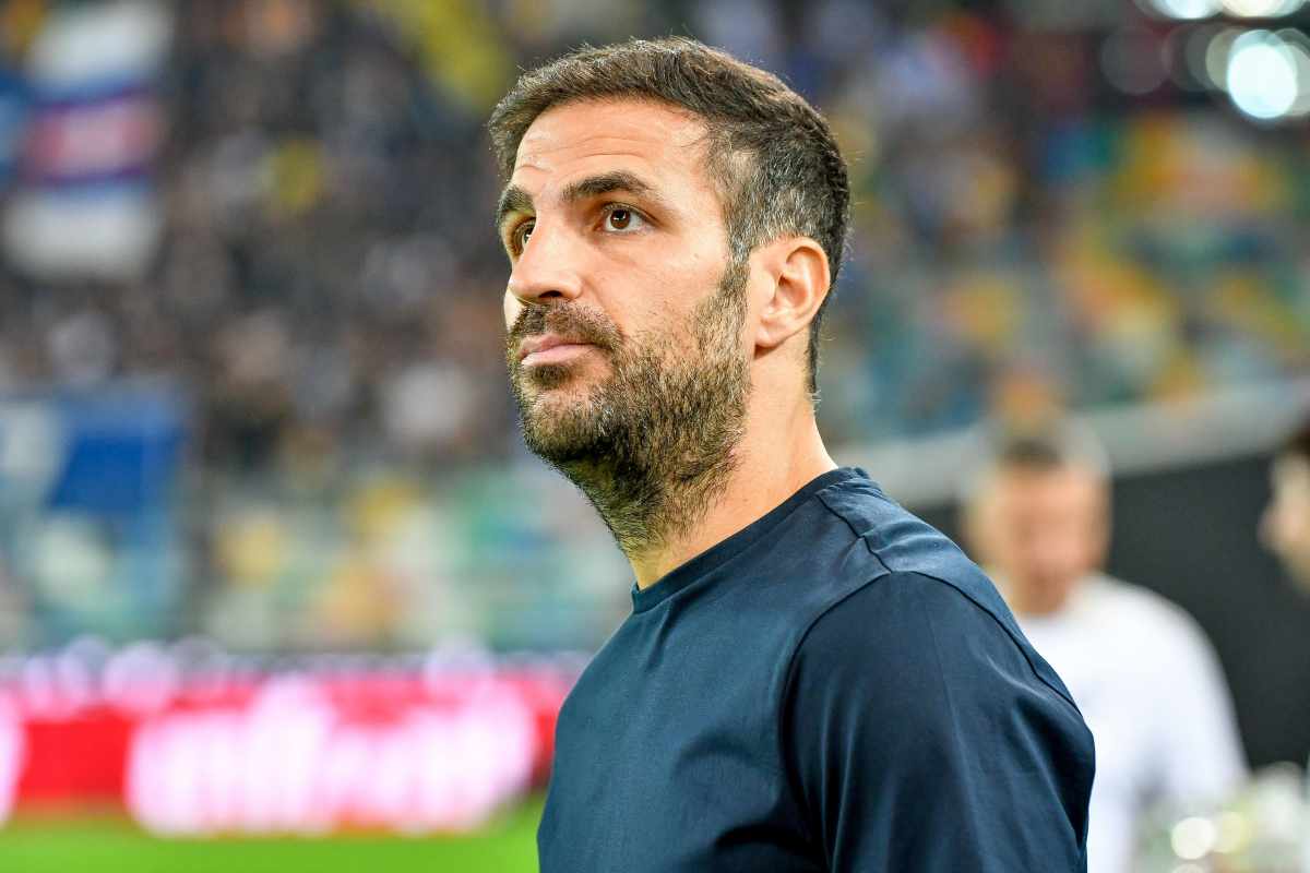 Cesc Fabregas, allenatore del Como, con un'espressione molto intensa