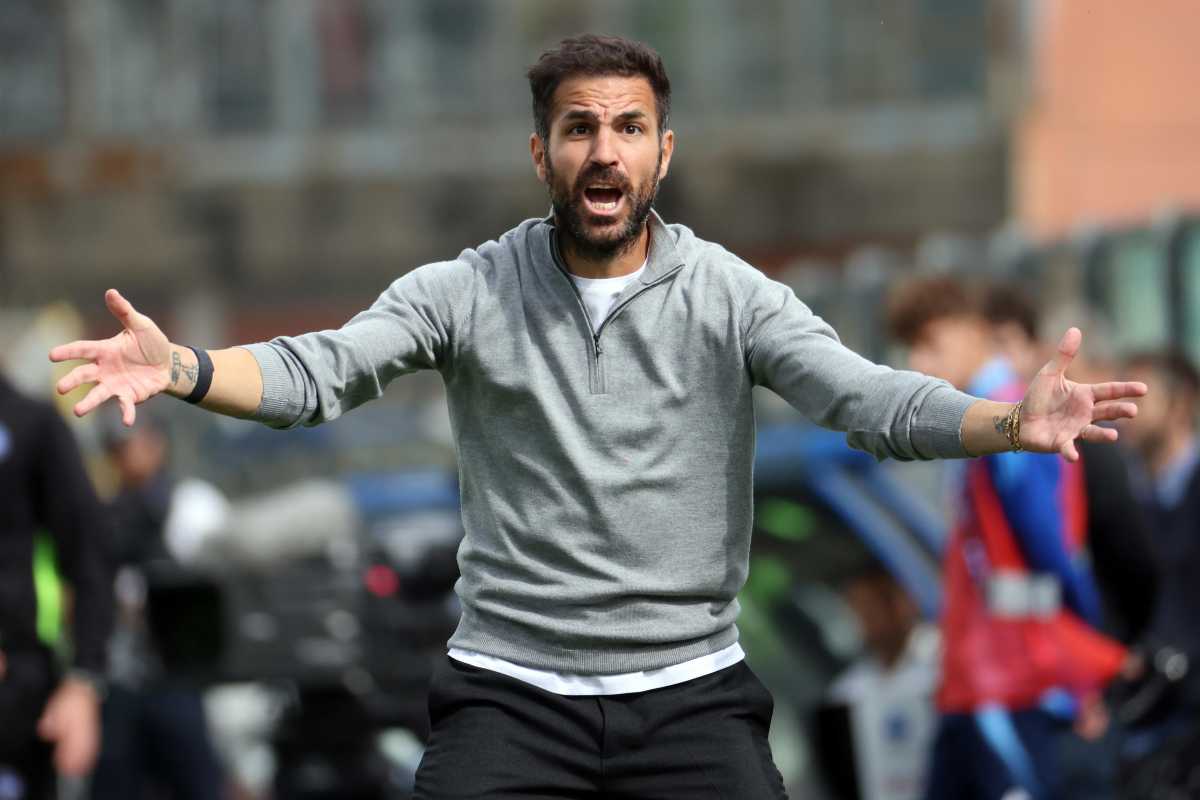 Cesc Fabregas dalla panchina del Como urla con le braccia aperte