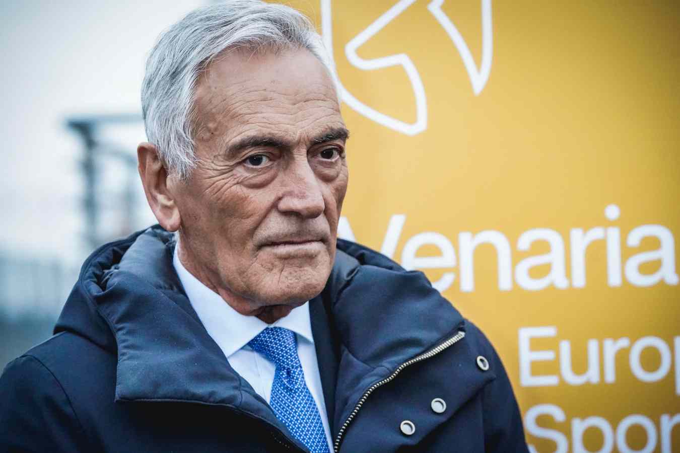 Gabriele Gravina presidente Figc  durante l'inaugurazione dei lavori destinati al nuovo Centro Sportivo Federale della Figc a Venaria. Torino 21 marzo 2025
