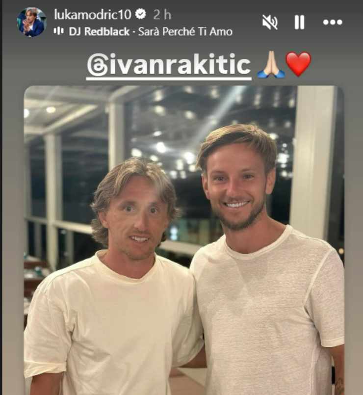 la storia instagram di Luka Modric con Ivan Rakitic