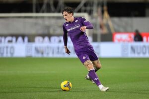 Nicolò Zaniolo con la maglia della Fiorentina