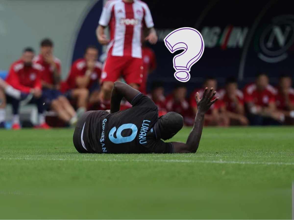 Romelu Lukaku a terra dopo infortunio che lo terrà fuori almeno 3 mesi