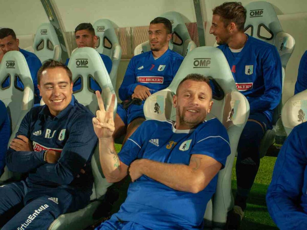 Antonio Cassano nel 2018 quando si allenava con l'Entella