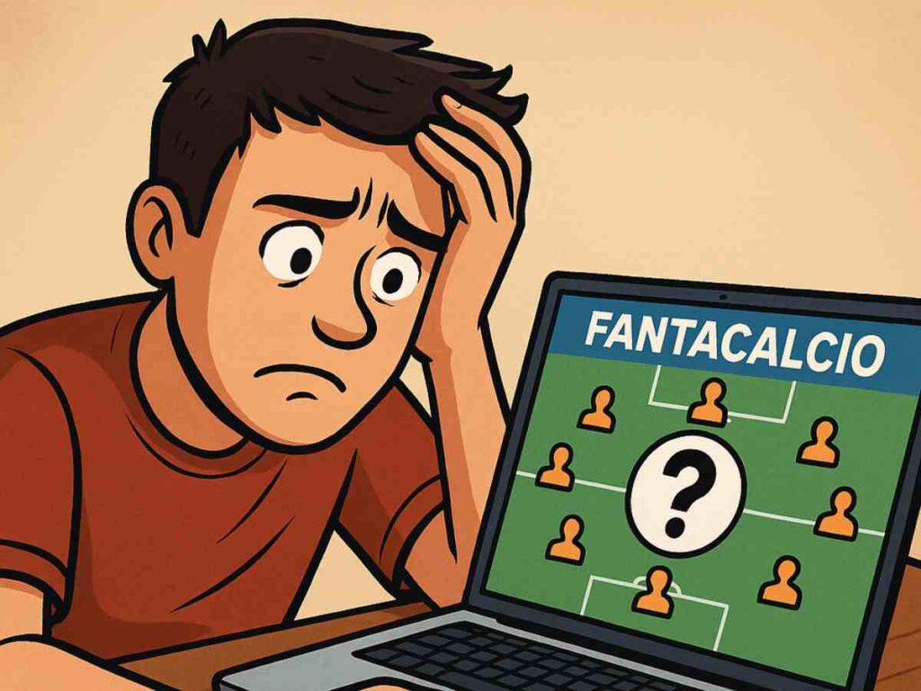 Fantacalcista preoccupato, immagine generato con AI